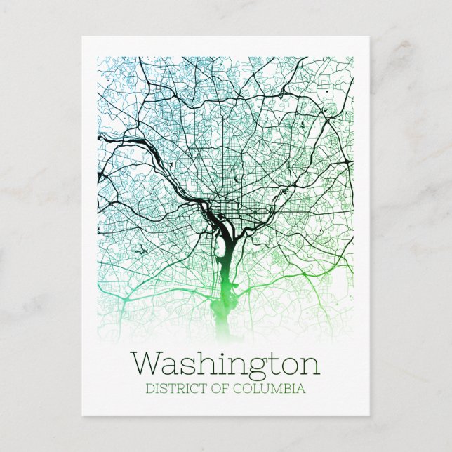 Washington DC City Map Postkarte (Vorderseite)