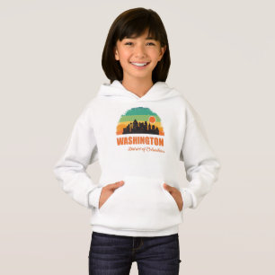 Washington DC City Skyline Vintag Retro Sunset Hoodie