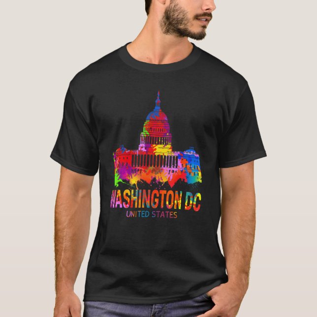 Washington Dc Gefärbte Krawatte Wn American Graphi T-Shirt (Vorderseite)