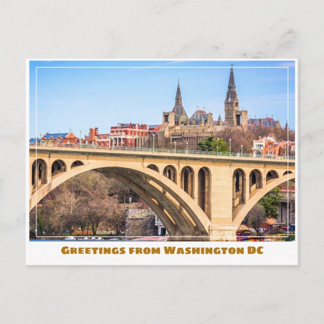 Washington DC Georgetown mit Brücke Postkarte (Vorderseite)