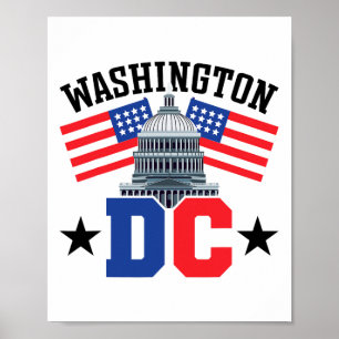 Washington DC Hauptstadt Hill American Flag USA Pr Poster