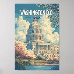 Washington DC Hauptstadt Travel Art Vintag Poster
