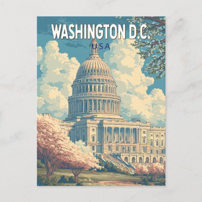 Washington DC Hauptstadt Travel Art Vintag Postkarte (Vorderseite)