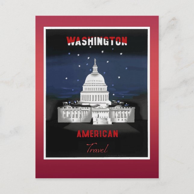 Washington DC Hauptstadt Vintage Travel Poster Postkarte (Vorderseite)
