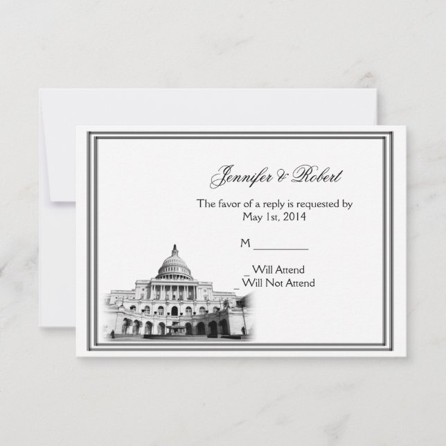 Washington DC Hochzeit in Urlaubsort Response Card RSVP Karte (Vorderseite)