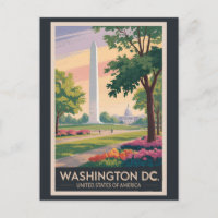 Washington DC Illustration Travel Art Vintag