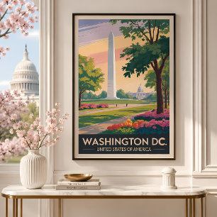 Washington DC Illustrations Reise Kunst Vintage Poster