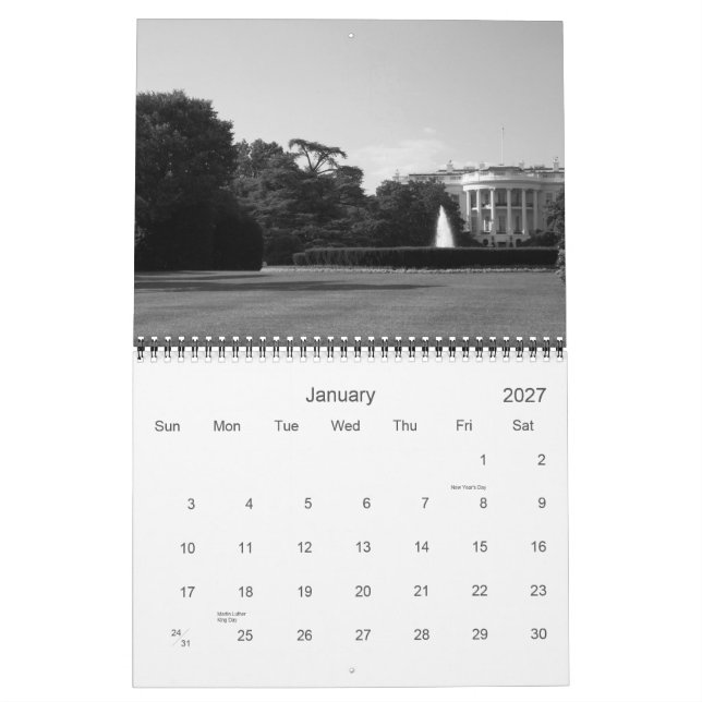 Washington DC in Schwarzem u. im Weiß Kalender (Jan 2027)