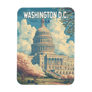 Washington DC Kapitol Reise Kunst Vintage Magnet