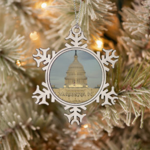 Washington, DC Kapitol Schneeflocken Zinn-Ornament