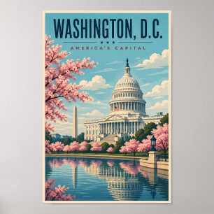 Washington DC Kirschblüten Illustration Reise Poster
