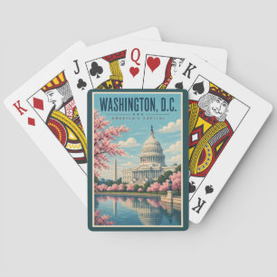 Washington DC Kirschblüten Illustration Reise Spielkarten