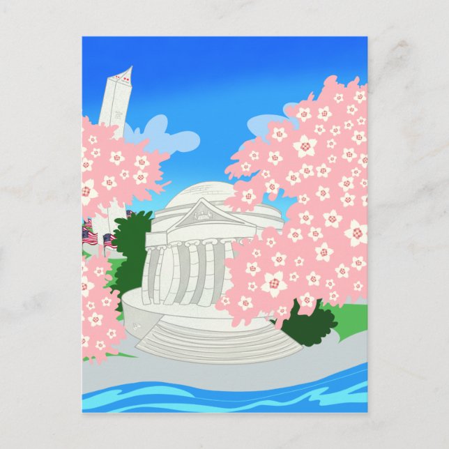 Washington DC Kirschblüten Postkarte (Vorderseite)