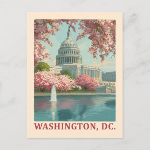 Washington DC - Kirschblüten und Hauptstadt Gebäud Postkarte