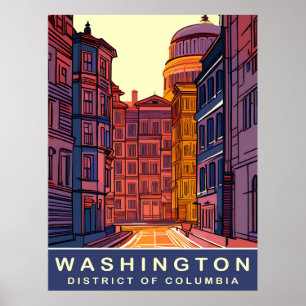 Washington DC, Lebendige Farben, Reise Poster