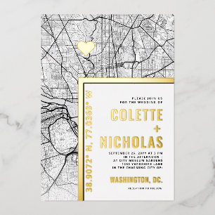 Washington, DC Liebe Locator   Städtische Hochzeit Folieneinladung
