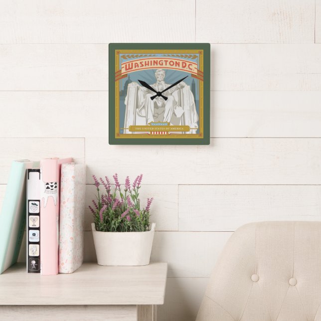 Washington DC | Lincoln Memorial Quadratische Wanduhr (Lesesaal)