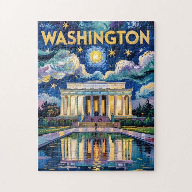 Washington DC Lincoln Memorial Vibrant Van Gogh Puzzle (Vertikal)