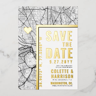 Washington DC Love Locator   Hochzeit Save the Dat Folieneinladung