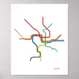 Washington DC Metro-Kartenkunst Poster