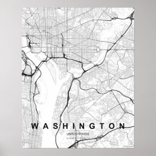 Washington DC Minimalistische Karte (Schwarz & Wei Poster