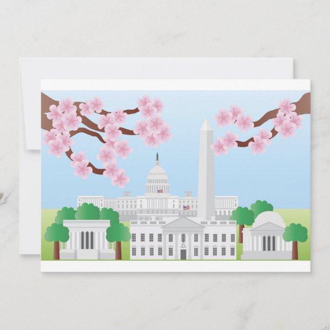 Washington DC mit Cherry Blossoms Einladung (Vorderseite)
