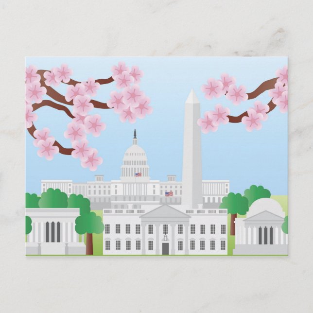Washington DC mit Cherry Blossoms Postcard Postkarte (Vorderseite)