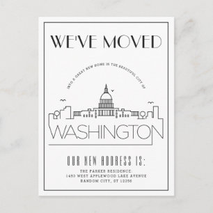 Washington DC Modern Deco Adressänderung Ankündigungspostkarte