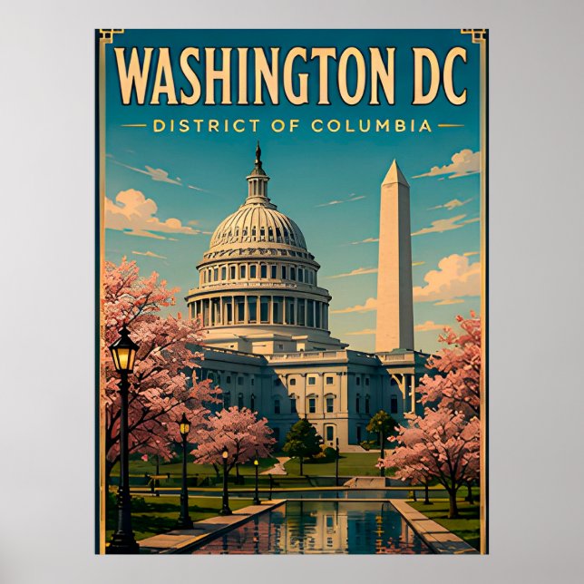 Washington DC Monumente und Capitol Skyline Poster (Vorne)