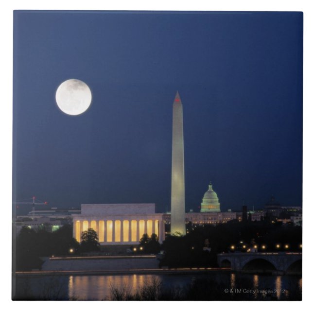 Washington DC nachts Fliese (Vorderseite)
