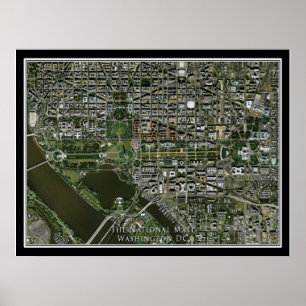 Washington DC National Mall from Space Satellite Poster