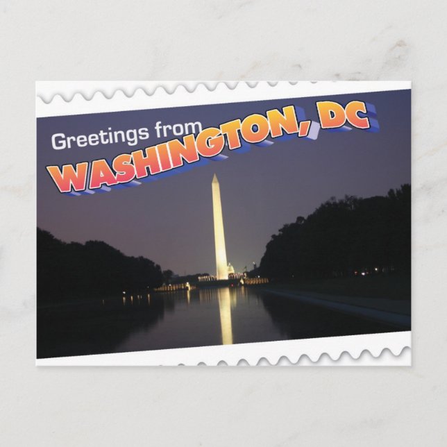 Washington, DC Postcard Washington Monument Postkarte (Vorderseite)