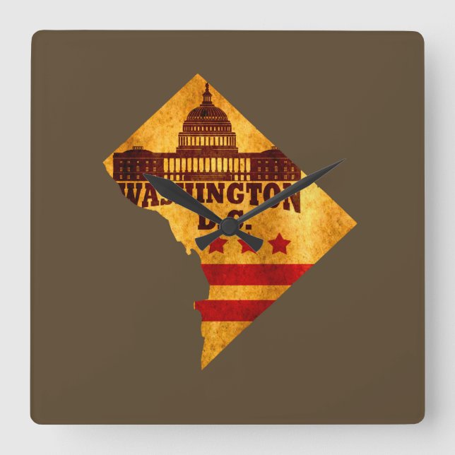 Washington DC Quadratische Wanduhr (Vorderseite)