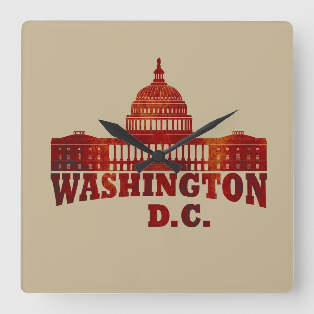 Washington DC Quadratische Wanduhr (Vorderseite)