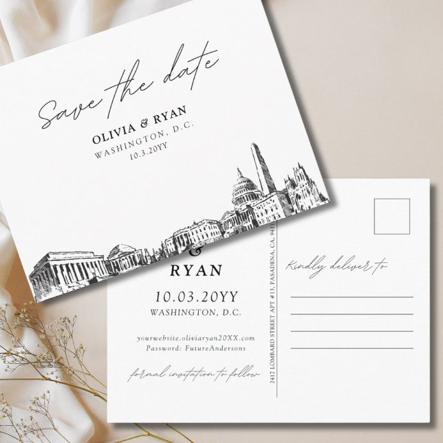 Washington DC Save the Date Postcard Wedding Postkarte (Washington DC Save the Date Postcard Wedding
)