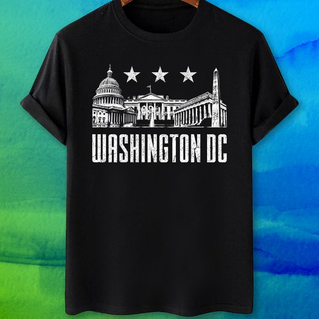 Washington DC Sehenswürdigkeiten und Flagge T-Shirt (Von Creator hochgeladen)