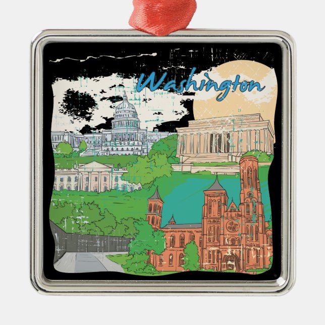 Washington DC Silbernes Ornament (Vorne)