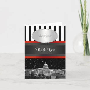 Washington DC Skyline Blk Wht Stripe P Vielen Dank Dankeskarte