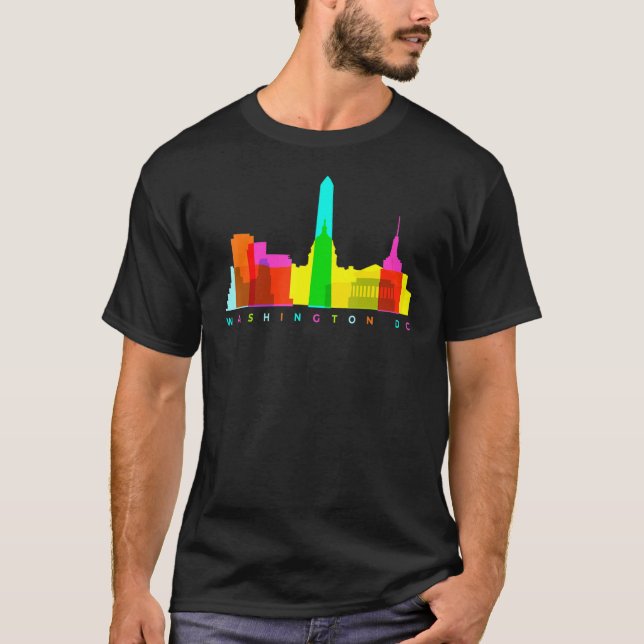 Washington Dc Skyline Colorful American Cityscape T-Shirt (Vorderseite)