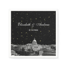 Washington DC Skyline Etched Starry Wedding