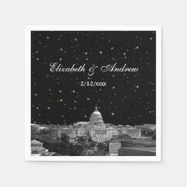Washington DC Skyline Etched Starry Wedding Serviette