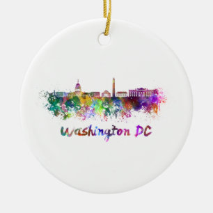 Washington DC skyline im Watercolor Keramikornament