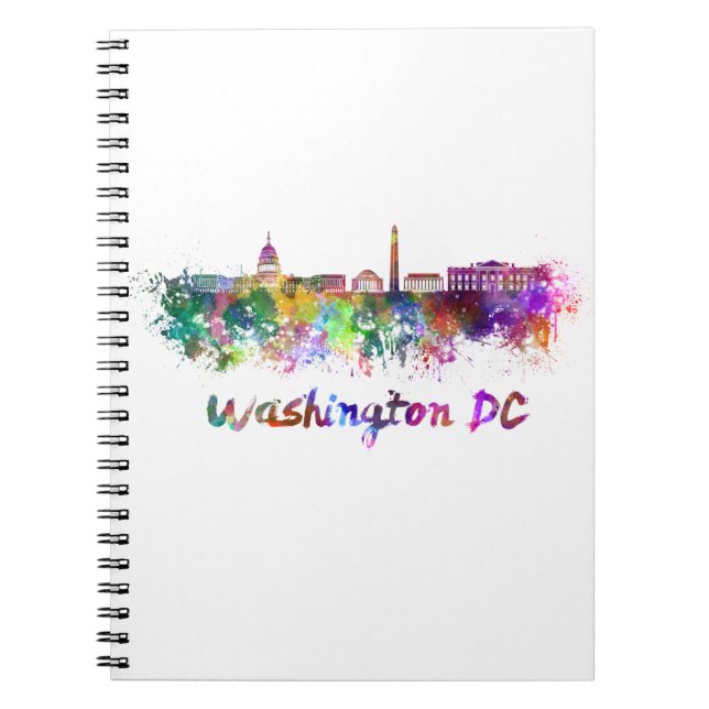 Washington DC skyline im Watercolor Notizblock (Vorderseite)