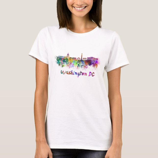 Washington DC skyline im Watercolor T-Shirt (Vorderseite)