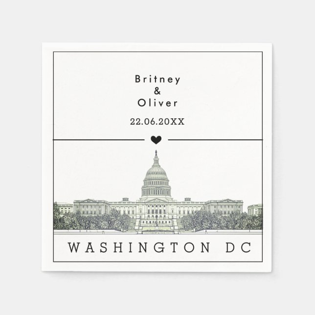 Washington DC Skyline – Individuelle Hochzeit  Serviette (Vorderseite)