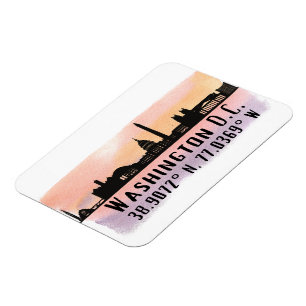 Washington DC Skyline Latitude und Längengrad Magnet