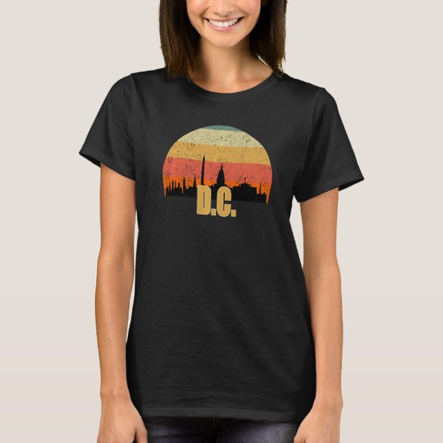 Washington DC Skyline Silhouette Sunset I Liebe wa T-Shirt (Vorderseite)