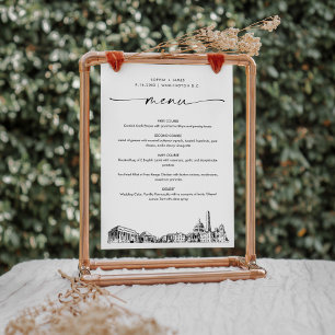 Washington DC Skyline Wedding Dinner Menu Card 12x