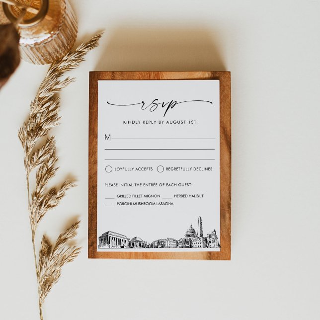 Washington DC Skyline Wedding RSVP Response Card Karte (Von Creator hochgeladen)