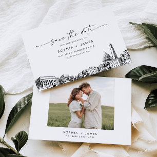 Washington DC Skyline Wedding Save the Date Card Einladung